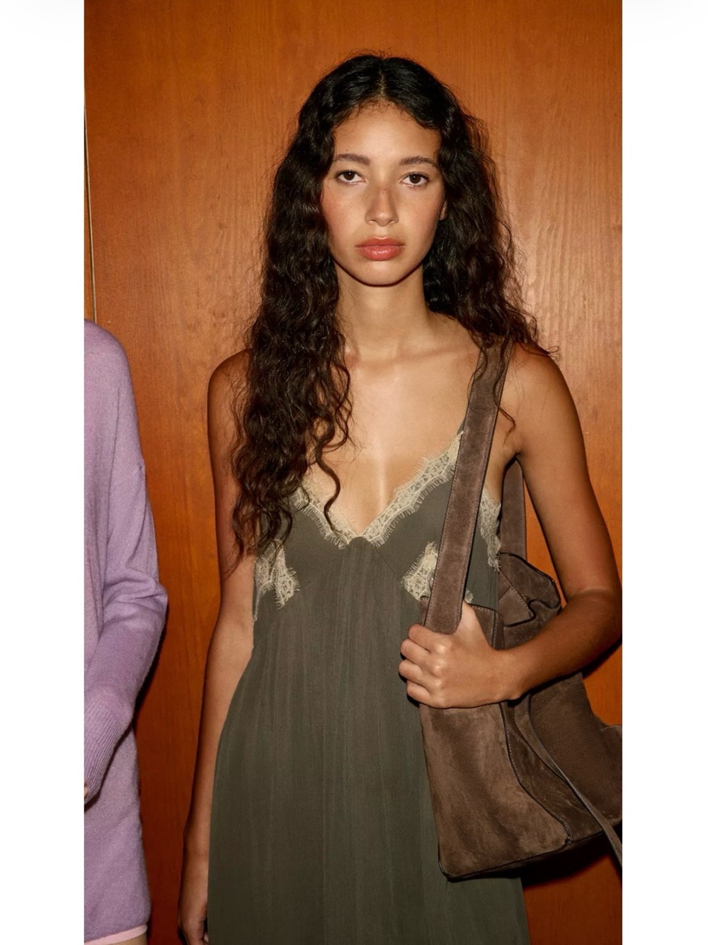 Zara Olive Green Lace Slip Dress NWT XL - Picture 2 of 8